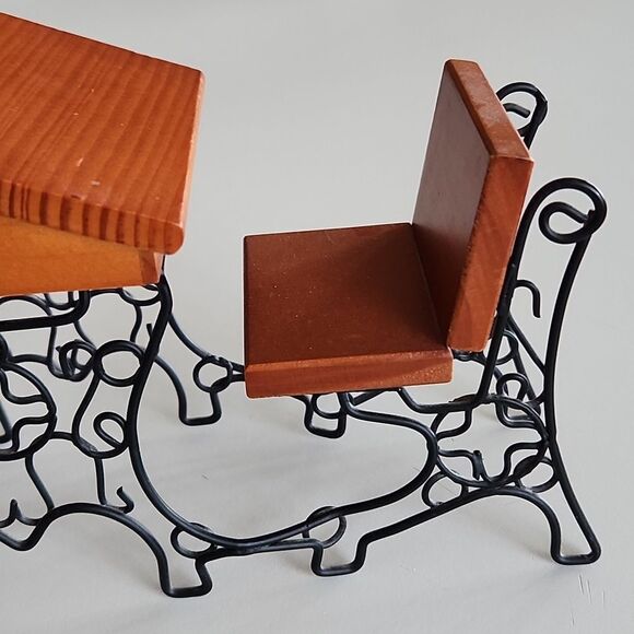 VNTG Minature Wooden with Metal Frame Student Doll Furniture Desk - Picture 7 of 9